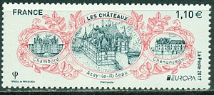 Франция, 2017, Европа, Замки, 1 марка Франция, 2017, Европа, Замки, 1 марка